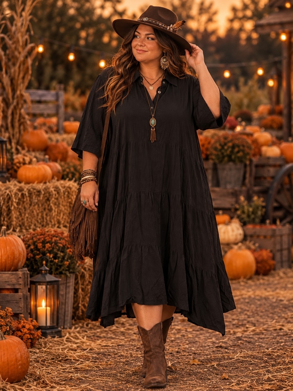 NWT Natural Life Rebecca Midi Dress Plus 2XL Black Witchy Tiered Flowy Boho